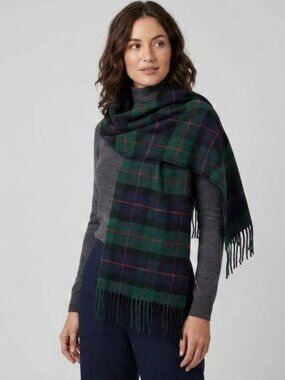Unisex Cashmere Feel Italian Design Plaid Multi-Color Fringe Hem Scarf